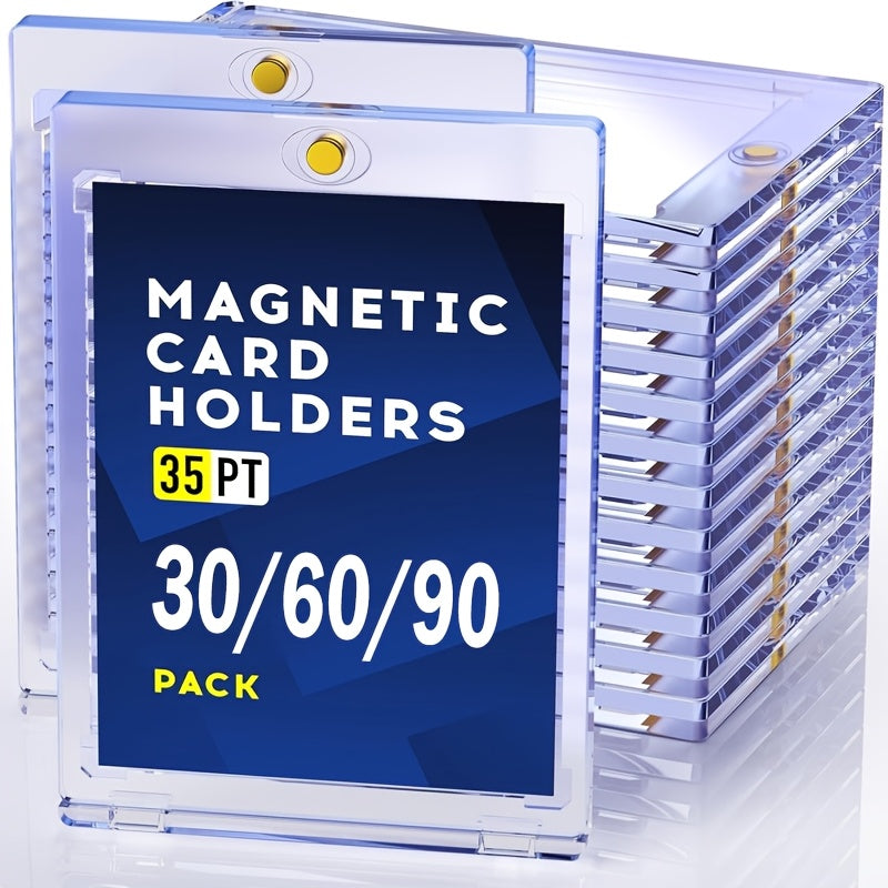 30/60/90pcs Magnetic Card Holder Compatible for Trading Cards, Magnetic Card Case with Clear Protectors - Heavy-Duty Magnetic Back for Thick Cards (Baseball, Football, Hockey) - Collector' & Display