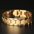 1 Men's Titanium Steel Magnetic Bracelet, 4-element Double-row 3500 Gaussian Strength Magnet Wristband Magnetic Bracelet, Valentine's Day Gift for Him, Free Link Removal Tool