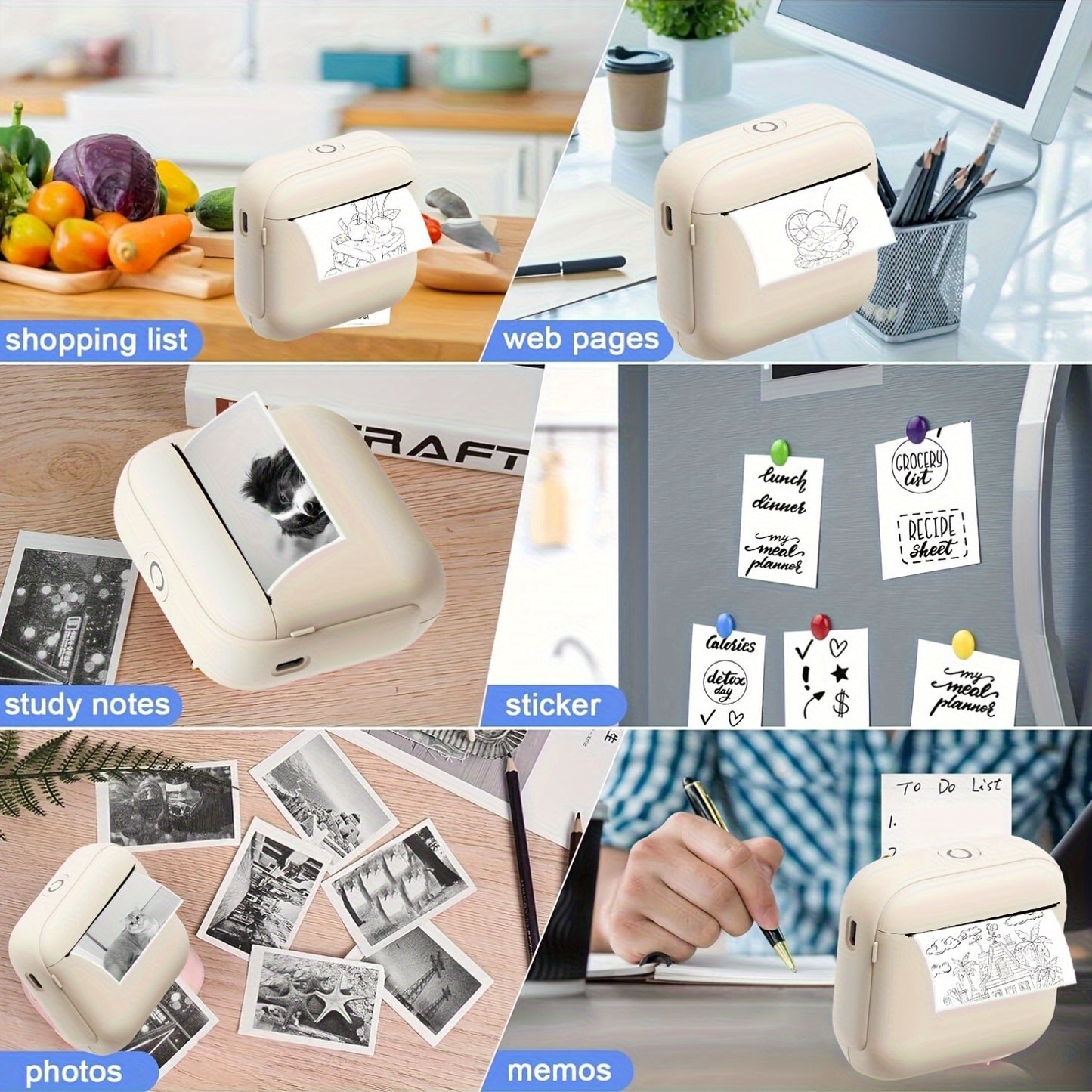This Compact And Versatile Thermal Wireless Pocket Printer Includes 15 Rolls of Paper And Is Capable of Printing Photos, Labels, Text, And Additional Content