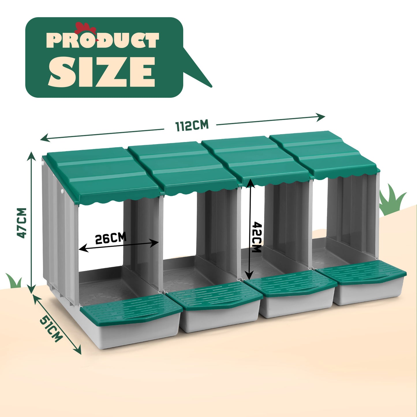 Maxkon Chicken Nesting Box 4 Hole Chook Hen Poultry Roll Away Out Laying Boxes Inside Outside Hutch Modular House Coop Egg Nest Lay Perch Brooder Plastic
