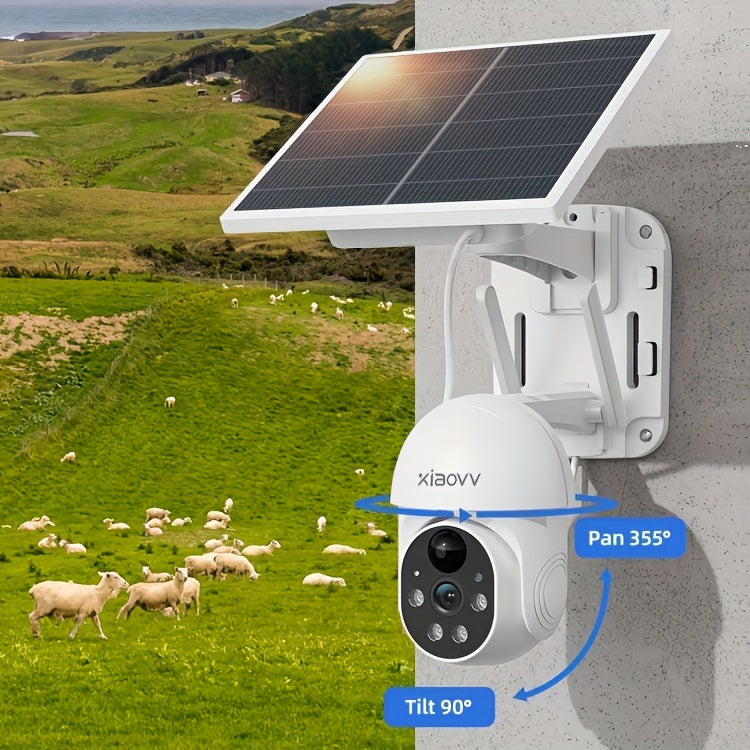 XIAOVV P6 1080P Wireless Outdoor WiFi Solar Security Camera IP65 Motion Detection Full Color Night Vision Two Way Audio Alarm Push Support 2.4GHz Network