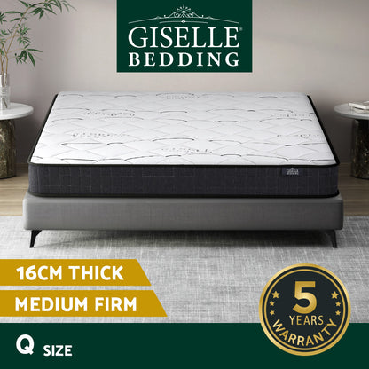 Giselle Mattress Queen Double King Single Bed Size Firm Foam Bonnell Spring 16cm