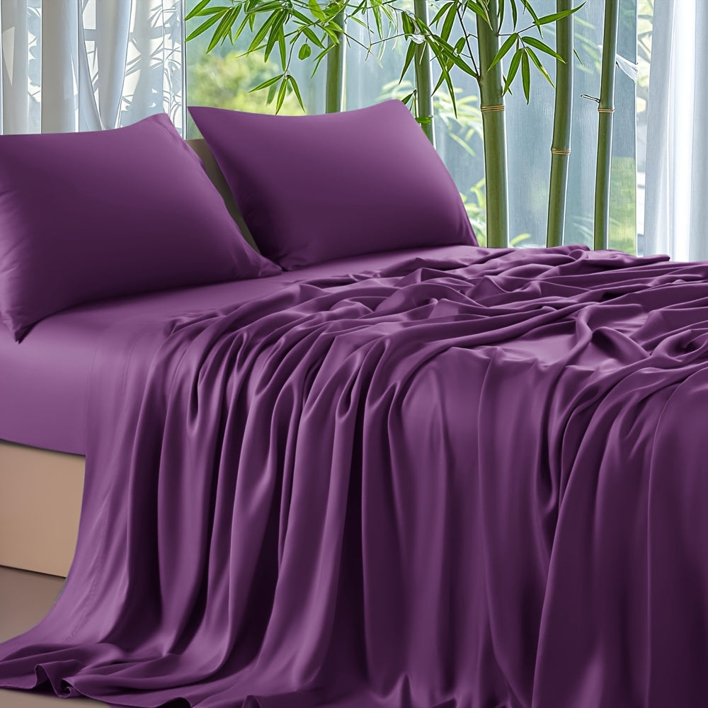 Ultra Soft Bed Sheets Set, Breathable for Spring & Summer, Deep Pocket 18-24in, Shrink-Resistant Cooling Bedding for Hot Sleepers, Queen/King/Double/Single/King Single Sizes, Ideal Gift for Halloween, Christmas, New Year & Holiday Season