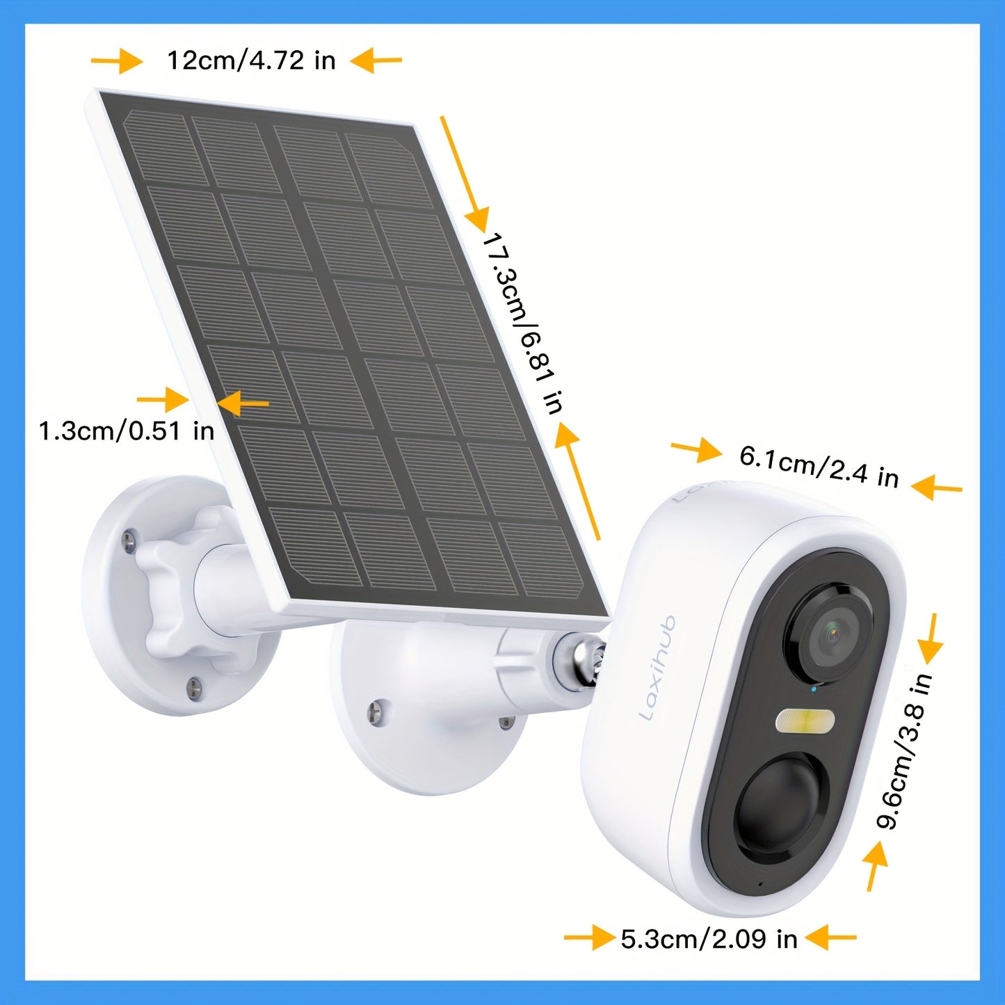 Laxihub 2pcs Solar Battery Security Camera Wireless Outdoor, 3MP Night Vision with Spotlight, Wire-Free Battery Solar Powered, Human Detection, with Solar Panel, PIR Human Detection, 2-Way Talk,, SD Card/Cloud Storage, Security Cameras Wireless