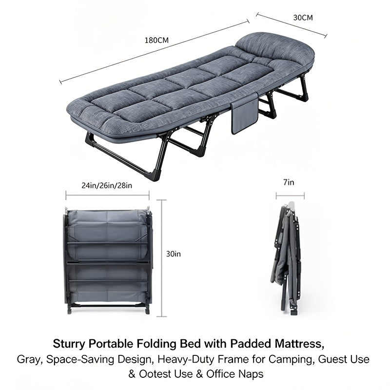 Portable Folding Bed Camping Cot with Thick Comfort Mattress 6 Adjustable Positions Heavy Duty Strong Frame Lightweight Foldable Easy Carry for Travel Camping Guest Home Office All Seasons Local Warehouse Fast Dispatch Practical Thoughtful Gift