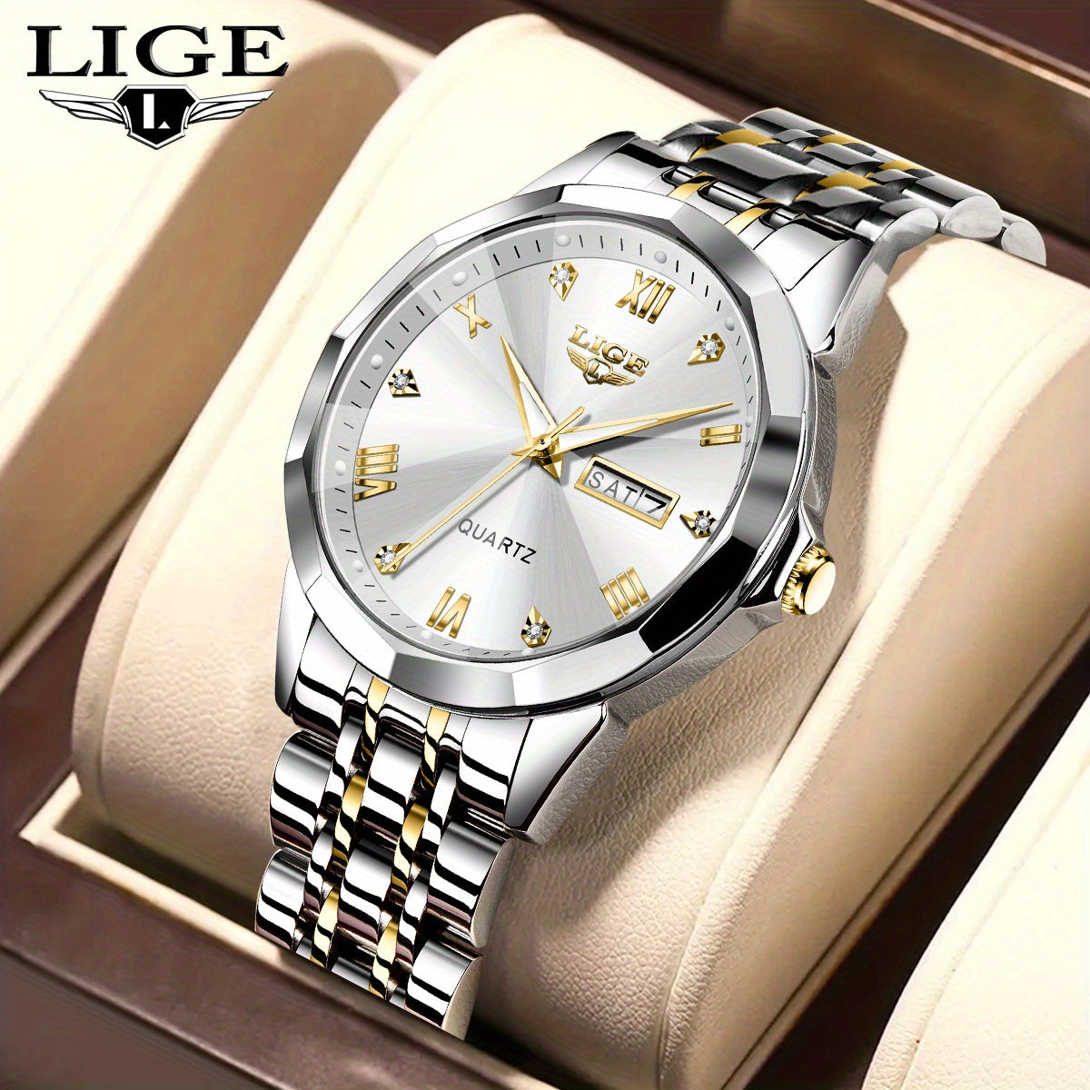 LIGE Quartz Watch/ Fashionable Appearance Steel Band/ Luminous Dial/ Time Reminder/ Multiple Colors/ Suitable for Teenagers Fashion and Versatile