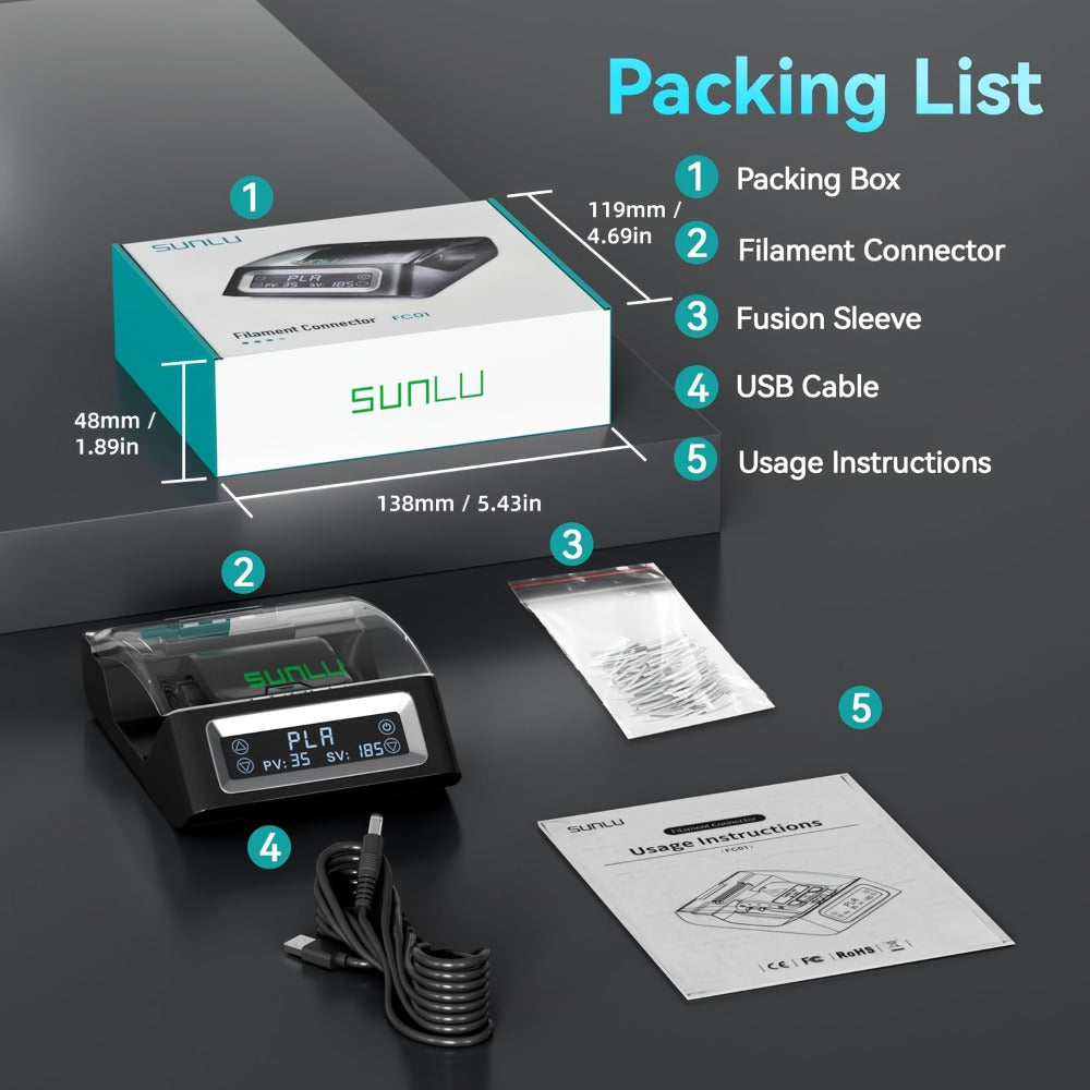 3D Printer Filament Connector Kit - PLA, ABS and PETG filament joining – alternate product view