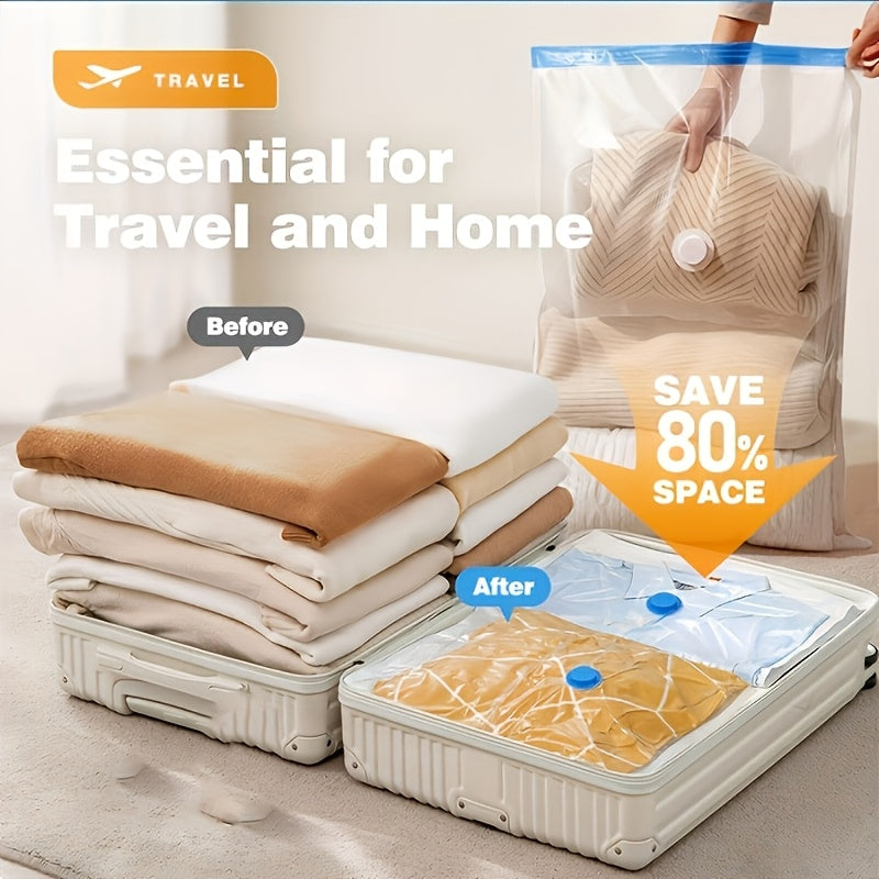 9pcs Heavy-Duty Vacuum Compression Bags with Portable Hand Pump Suitable for Bedding & Clothes Storage, 2 Large+3 Medium+3 Small Space-Saving Sealer Bags, 80% Space Saving for Home Closet, Travel Essentials, Multi-Scene Organization (Vacuum Seal)
