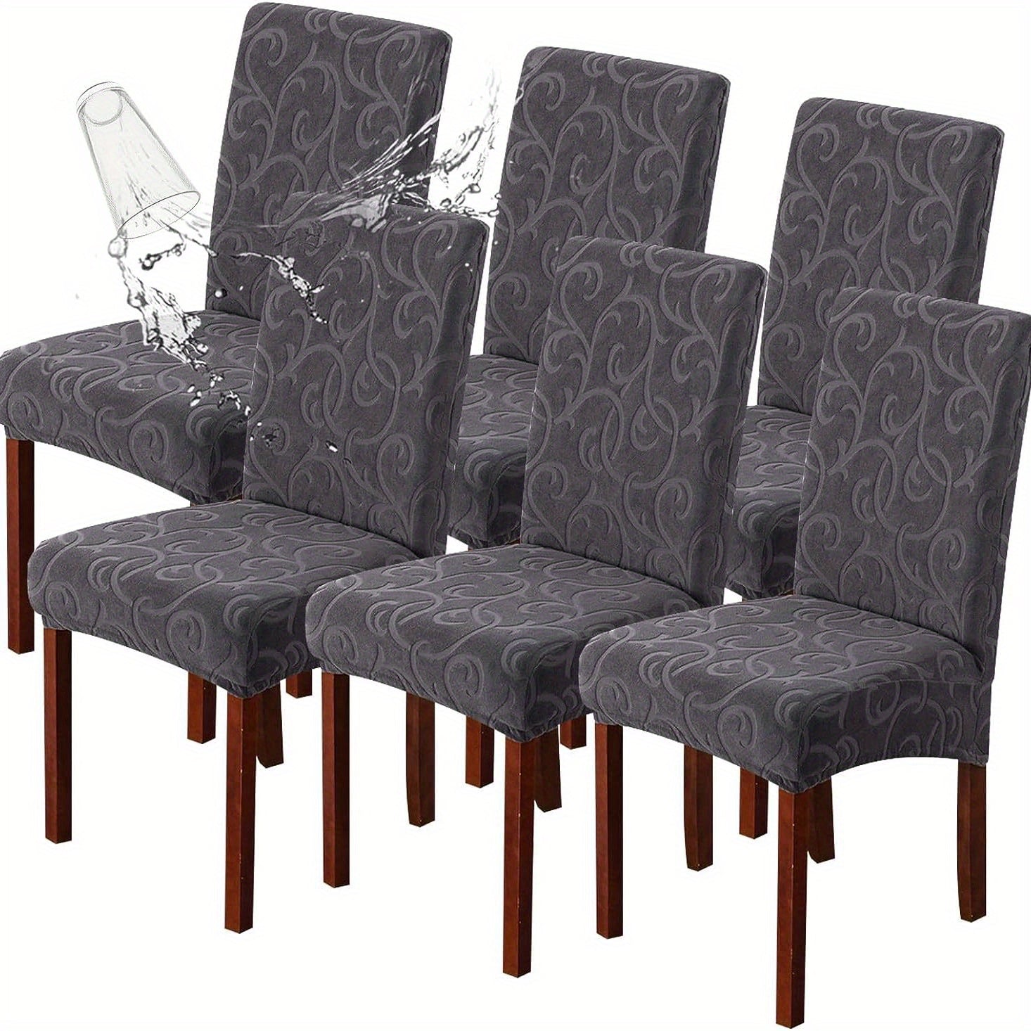 4/6pcs 100% Waterproof Dining Room Chair Covers Stretch Parsons Chair Slipcovers for Dining Room Kitchen Chair Protector Cover, Removable, Washable