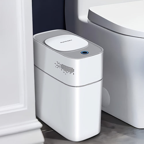 Bathroom Smart Touchless Trash Can - 15.14 L Automatic Motion Sensor Rubbish Can with Lid Electric Narrow  Garbage Bin for Kitchen, Office, Living Room, Toilet, Bedroom, RV