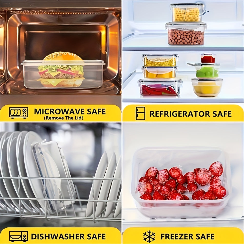48pcs Airtight Food Storage Containers Set with Easy-Secure Locking Lids (24 Containers + 24 Lids) - Microwave-Safe, Leakproof & Stackable Plastic Food-Safe Round Containers with Labels & Marker for Pantry, Kitchen, Travel, Picnic Organization - Reusable,
