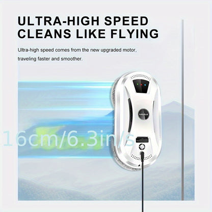 【 2026 New Plug in 】 PuRuiKai Fully Automatic Window Cleaning Robot | Continuous Power Supply+Intelligent Remote Control | 4.5-meter Anti Fall Safety Rope | Includes 10pcs Cleaning Cloth+Spray Bottle | Ready to ship from local warehouse