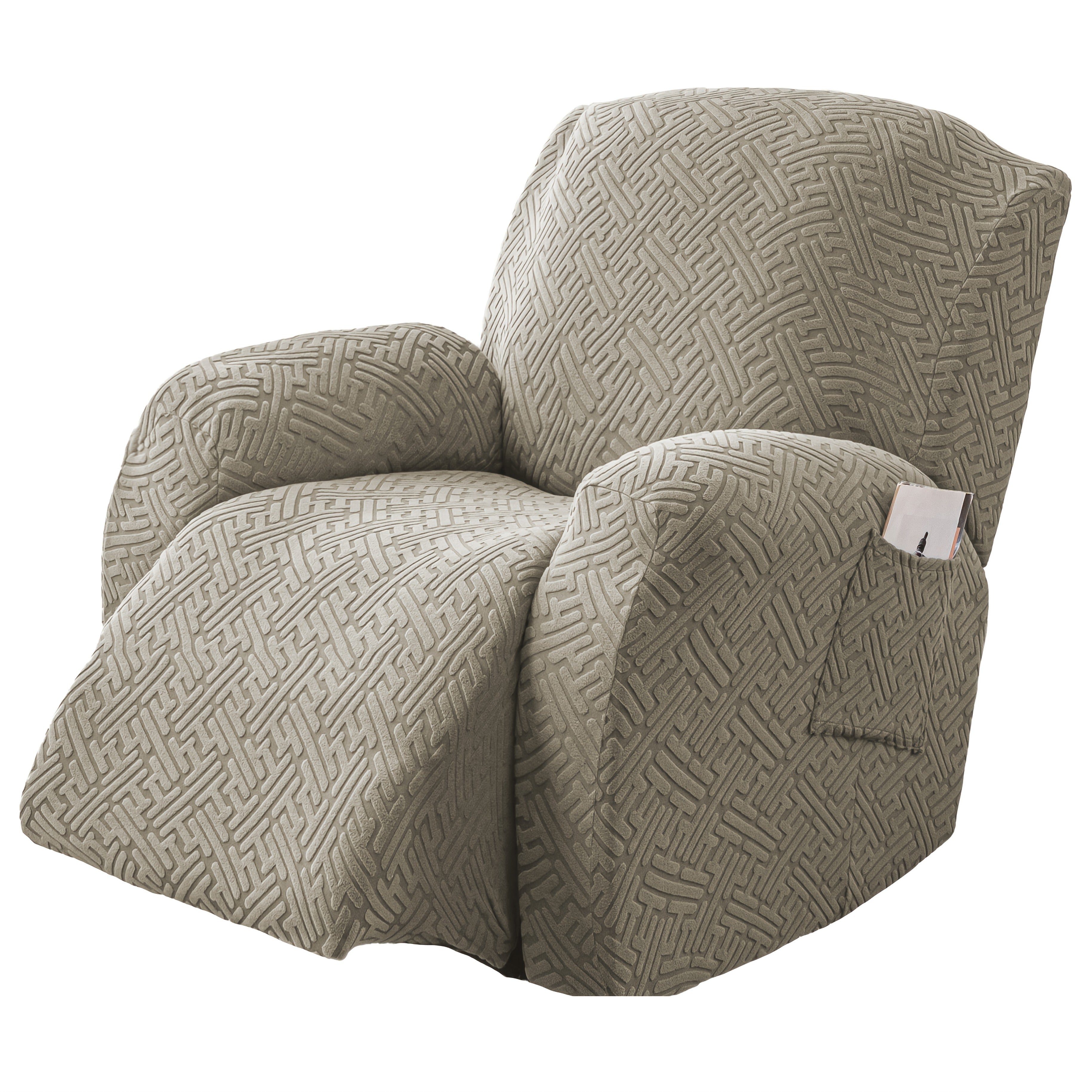 4pcs/Set Sofa Slipcovers Stretch Recliner Cover, 2025 Winter Stretchable Elastic Armchair Slipcover, Washable Spandex Solid Color Sofa Couch Cover with Pocket for Living Room Bedroom-Green, Easy to Install & Easy Care