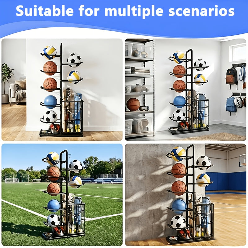 Black Friday Gift Pick Christmas Sports Essential 7 5 Or 3 Tier Basketball Storage Rack High Capacity Ball Organizer Tool Free Click Assembly Reinforced Frame Heavy Duty Support Limited Edition Holiday Box Must