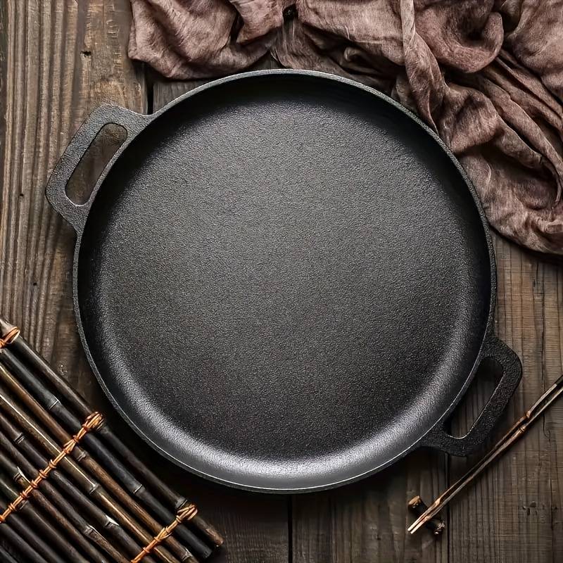 Multi-Function Cast Iron Griddle Skillet - Non-Stick Pan For Pizza, BBQ, Pancakes - Compatible with All Stovetops, Double-Handled Flat Skillet Ideal for Home Kitchen and Outdoor Cooking
