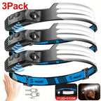 3pcs Rechargeable LED Headlamp - camping, cycling and night work – main product view