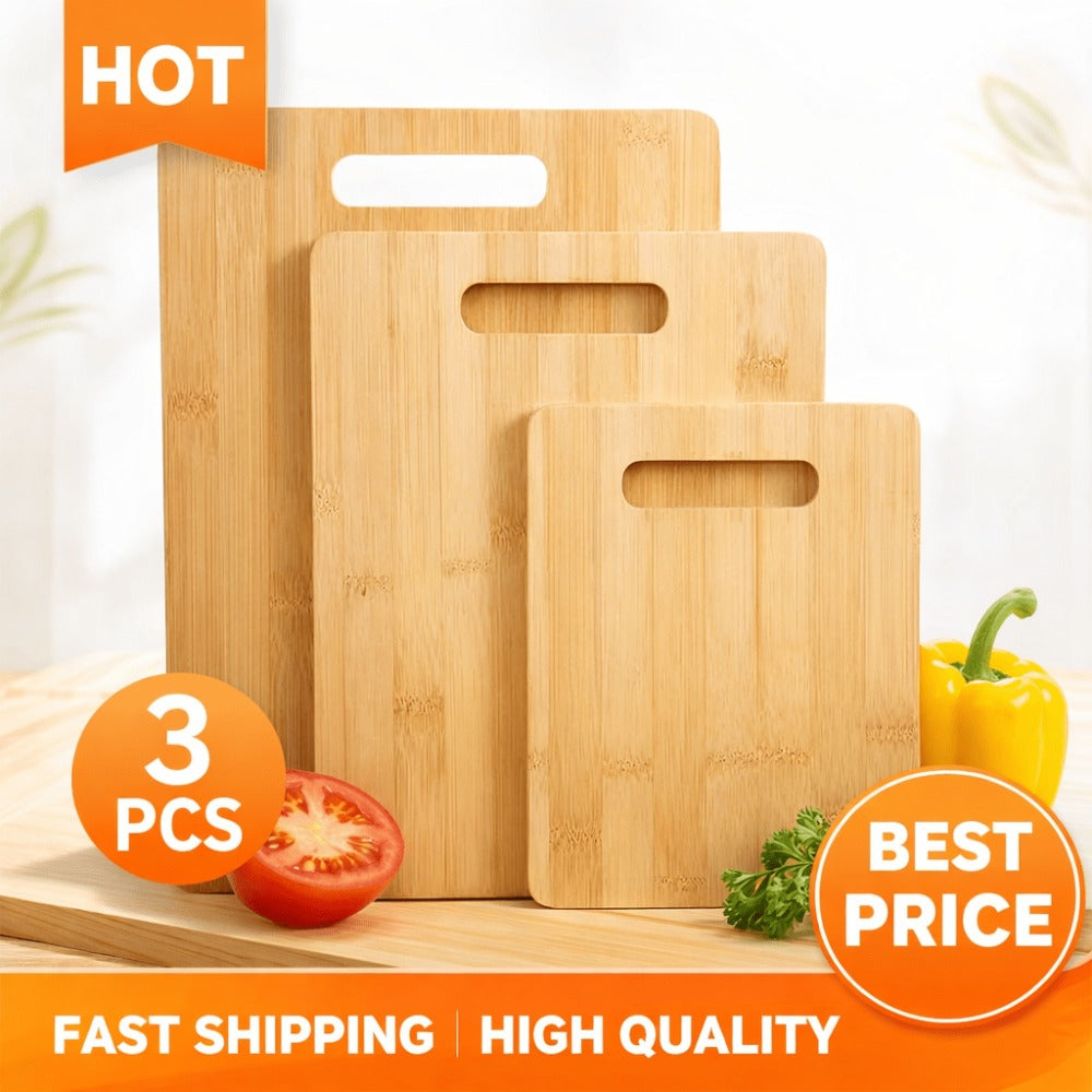 3pcs Reversible Bamboo Cutting Board Set - kitchen food preparation – main product view