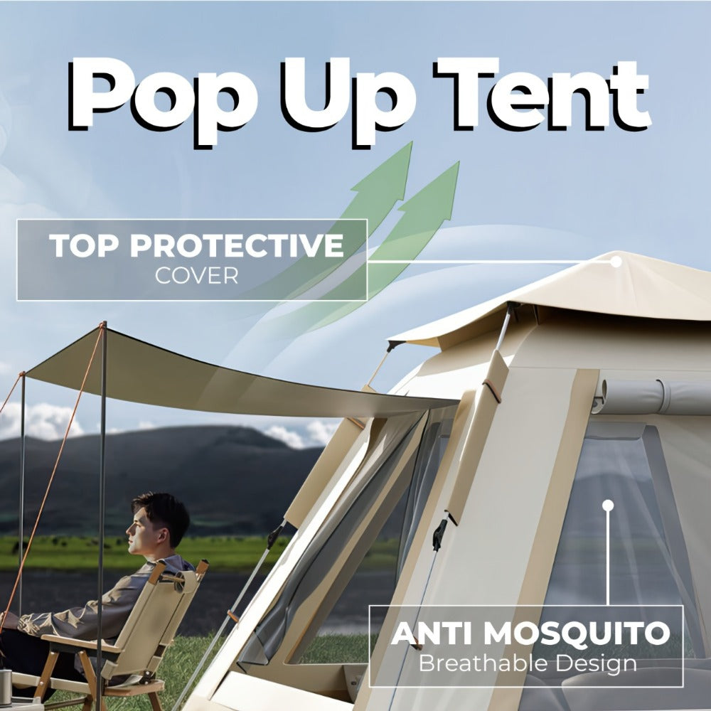 4–5 Person Pop-Up Camping Tent – 240cm Family Shelter – alternate design view