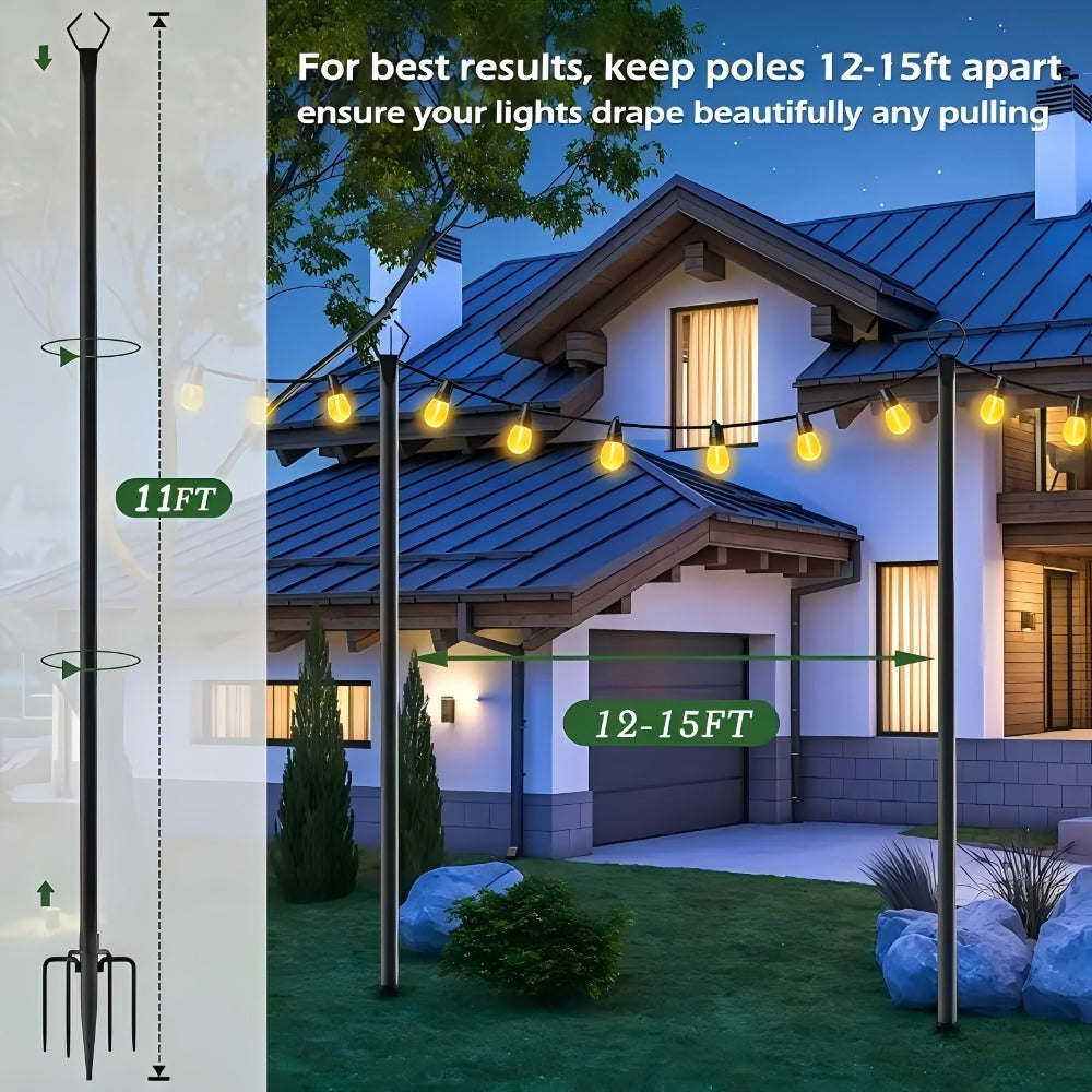 4 Pack Outdoor String Light Poles - 3.35 meter – close-up product details