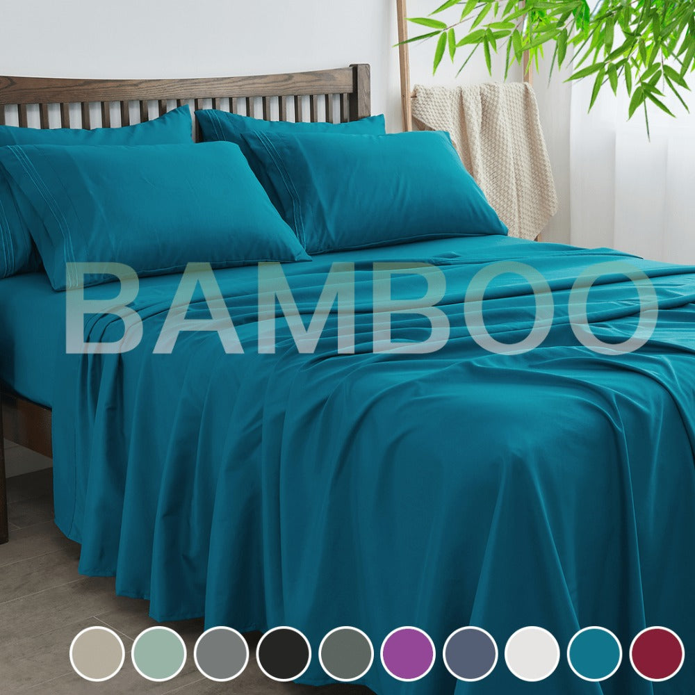 4-Piece Bamboo Deep-Pocket Bed Sheet Set - bedrooms, guest rooms and – alternate design view