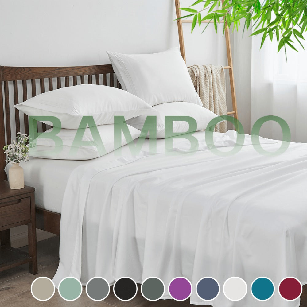 4-Piece Bamboo Deep-Pocket Bed Sheet Set - bedrooms, guest rooms and – alternate product view