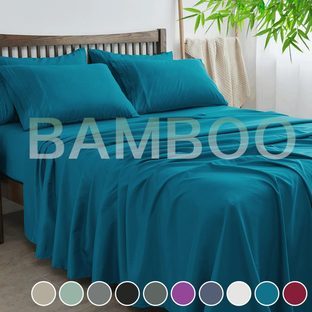 4-Piece Bamboo Deep-Pocket Bed Sheet Set - bedrooms, guest rooms and – additional product view 19