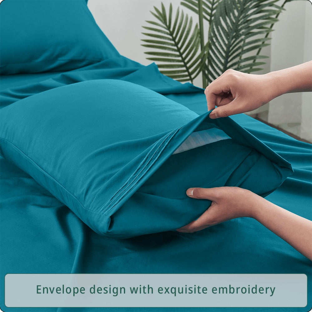 4-Piece Bamboo Deep-Pocket Bed Sheet Set - bedrooms, guest rooms and – additional product view 21
