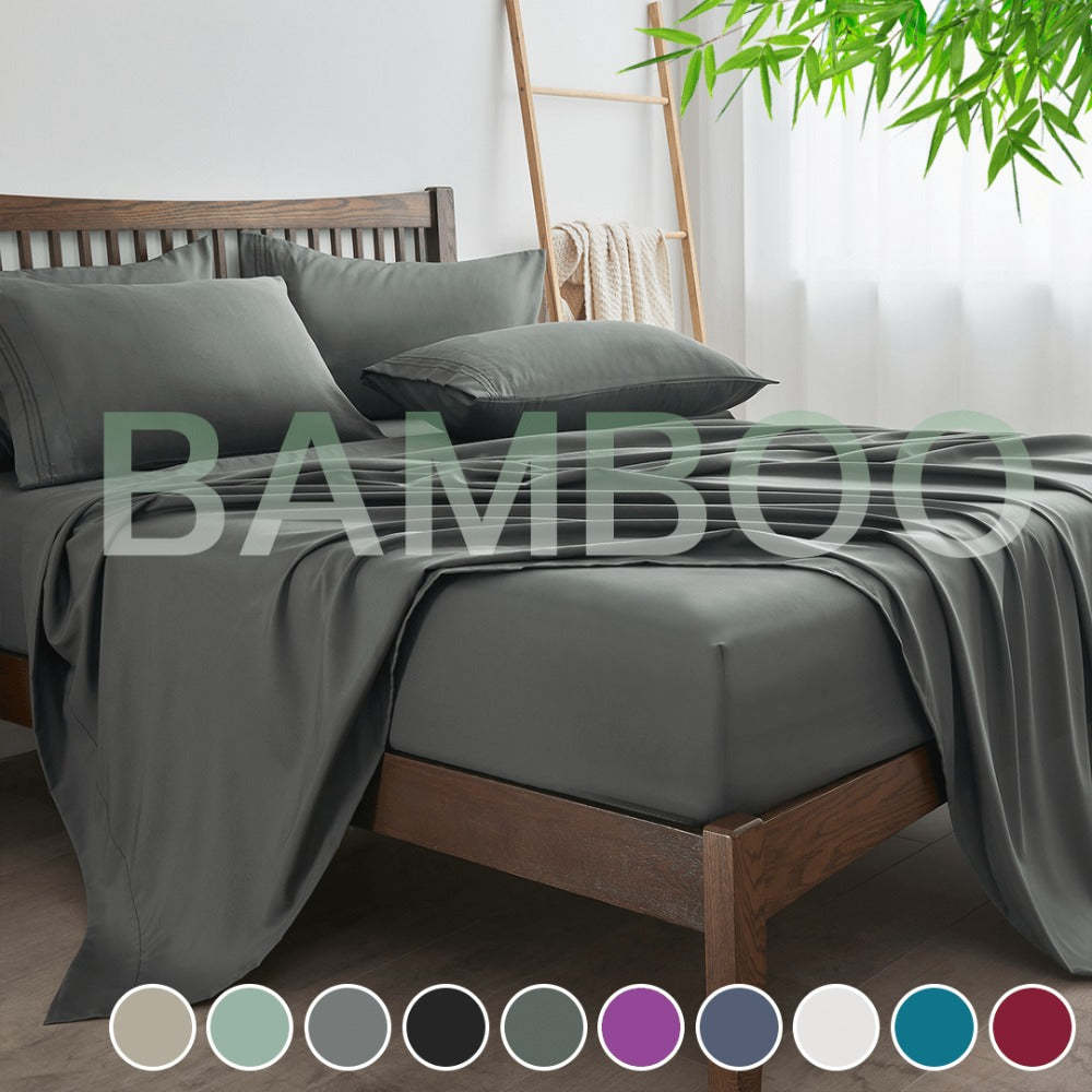 4-Piece Bamboo Deep-Pocket Bed Sheet Set - bedrooms, guest rooms and – close-up product details