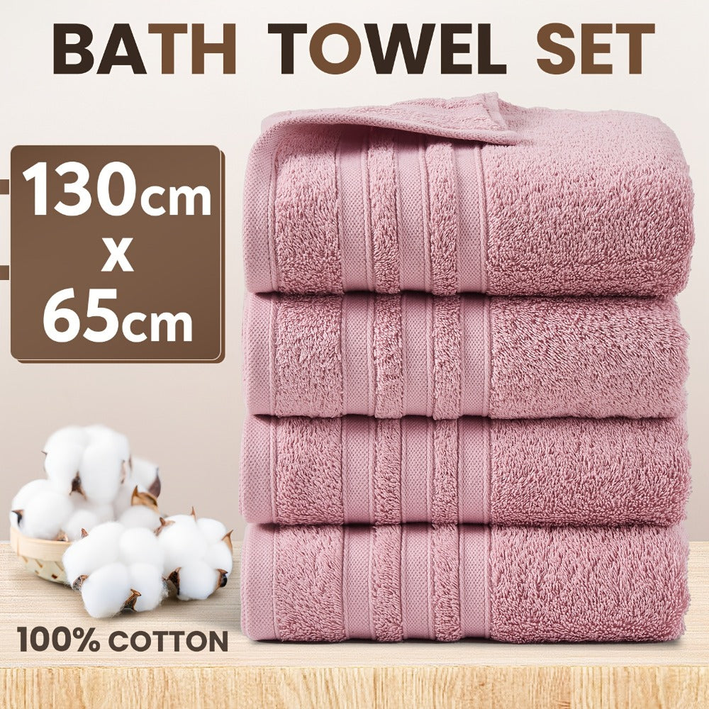 4-Piece Machine Washable Cotton Bath Towel Set product detail 6