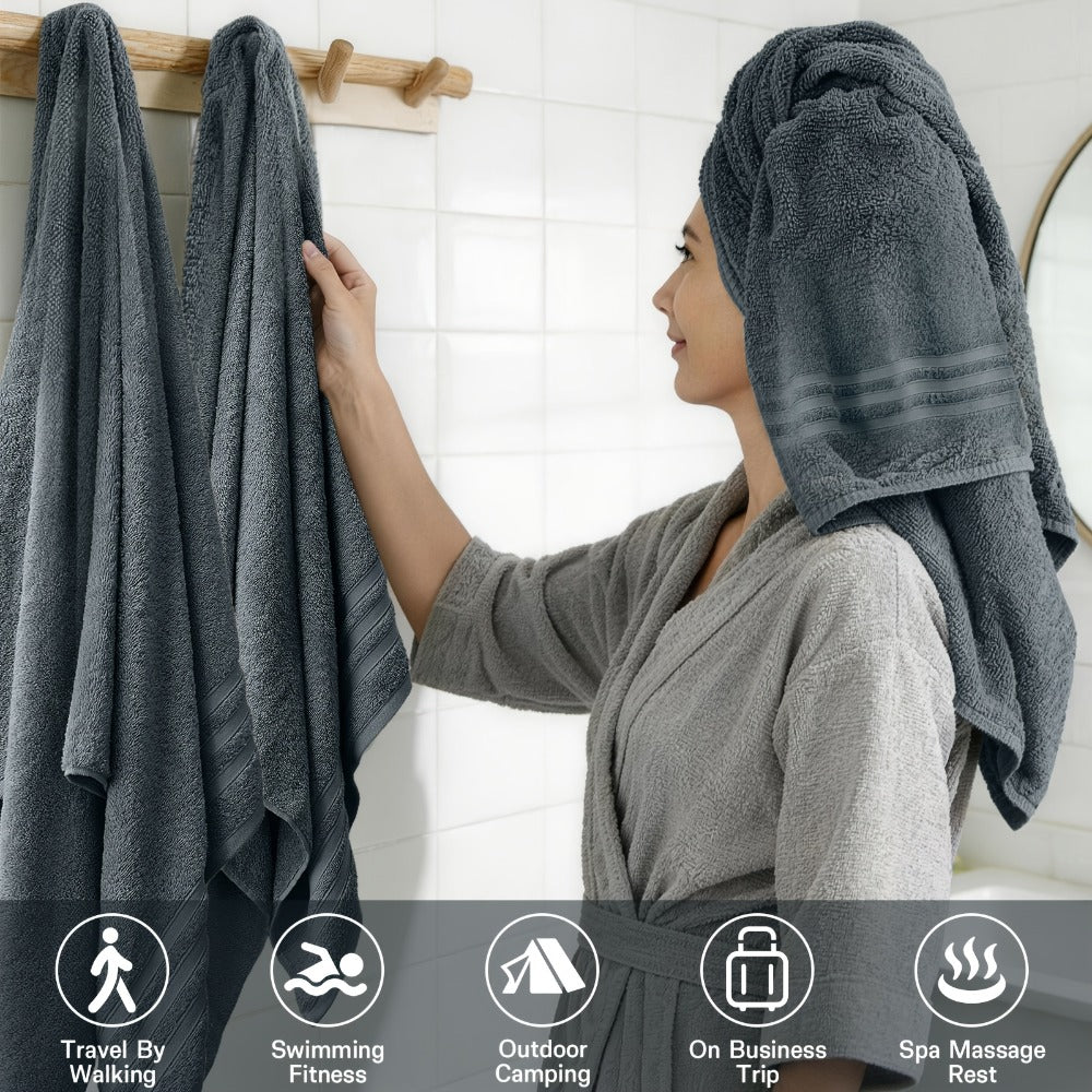 4-Piece Machine Washable Cotton Bath Towel Set product detail 2