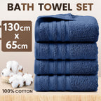 4-Piece Machine Washable Cotton Bath Towel Set product detail 4