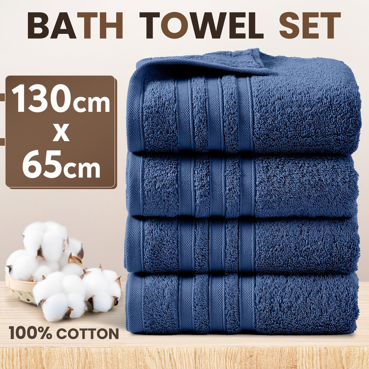 4-Piece Machine Washable Cotton Bath Towel Set product detail 19
