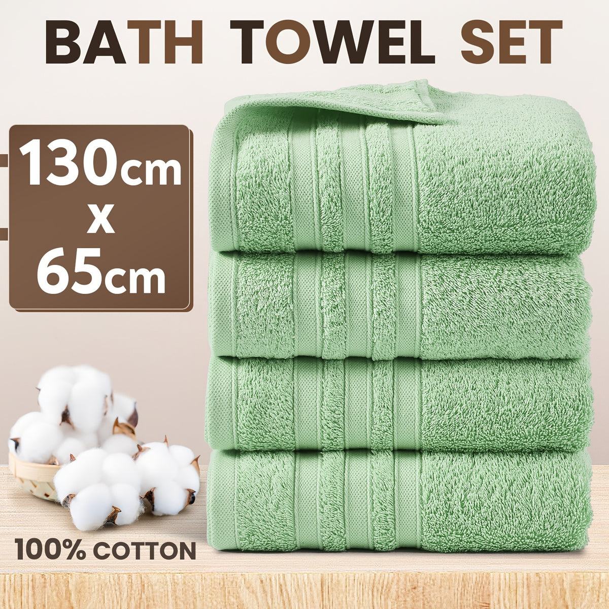 4-Piece Machine Washable Cotton Bath Towel Set product detail 20