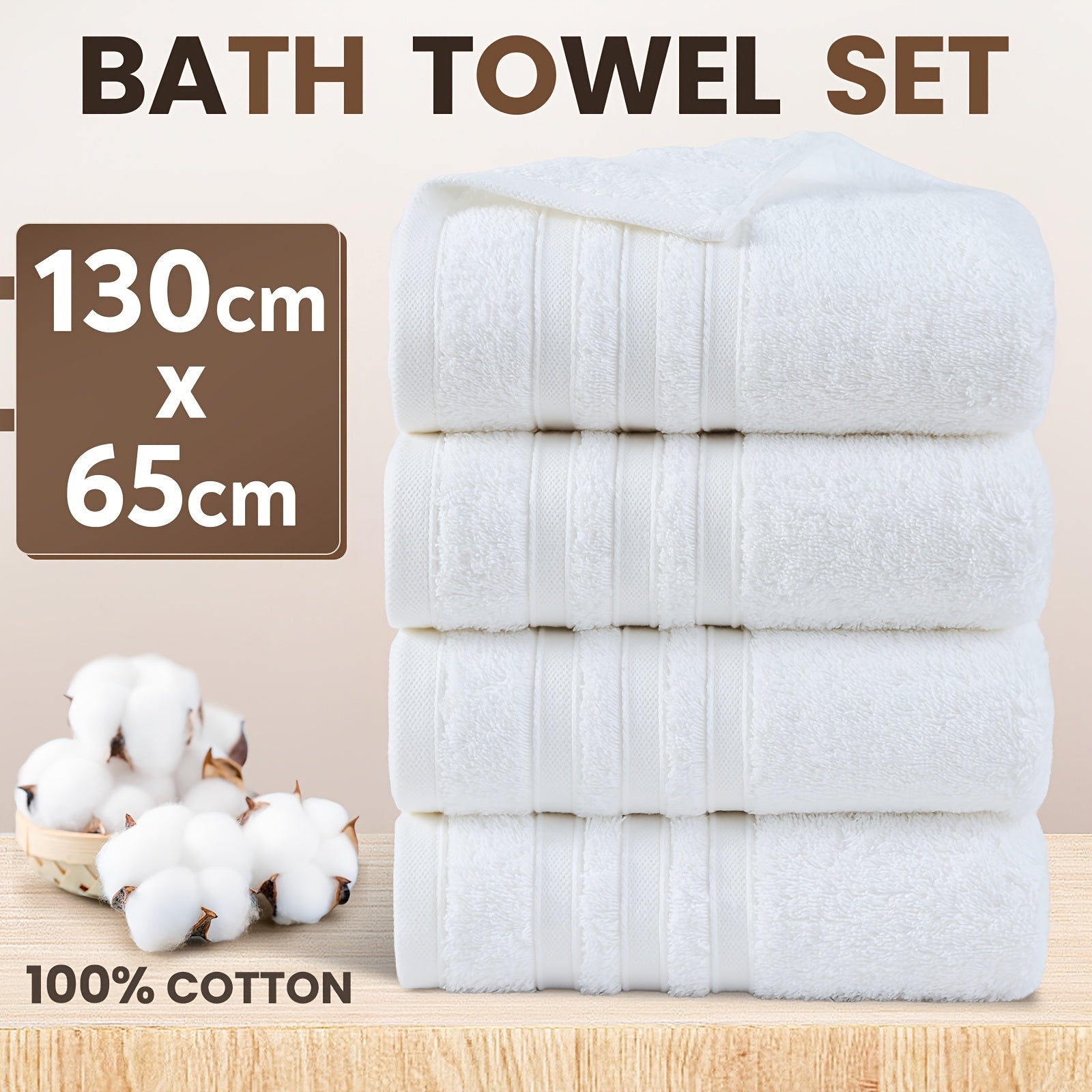 4-Piece Machine Washable Cotton Bath Towel Set product detail 21