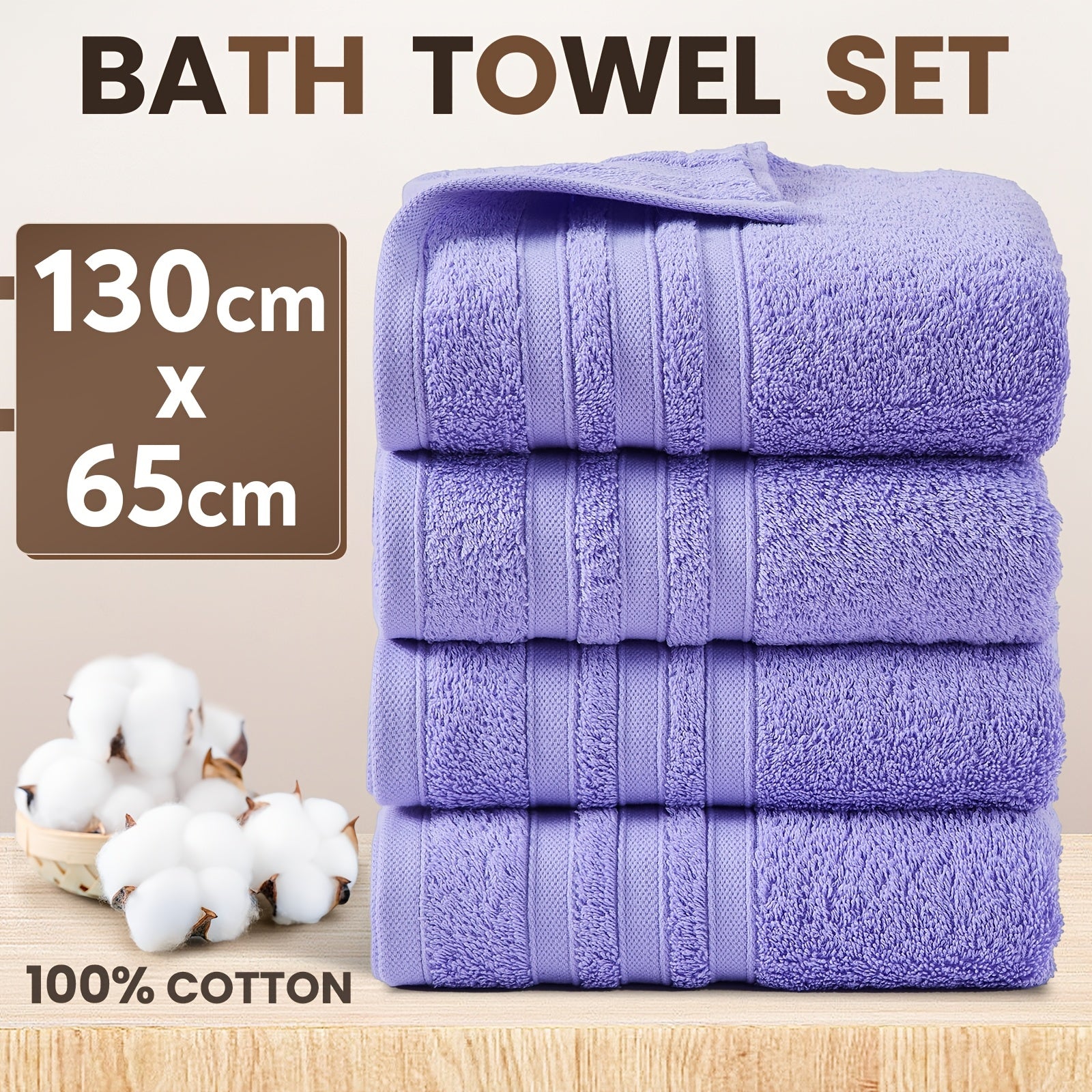 4-Piece Machine Washable Cotton Bath Towel Set - 500GSM for Bathroom – additional product view 22