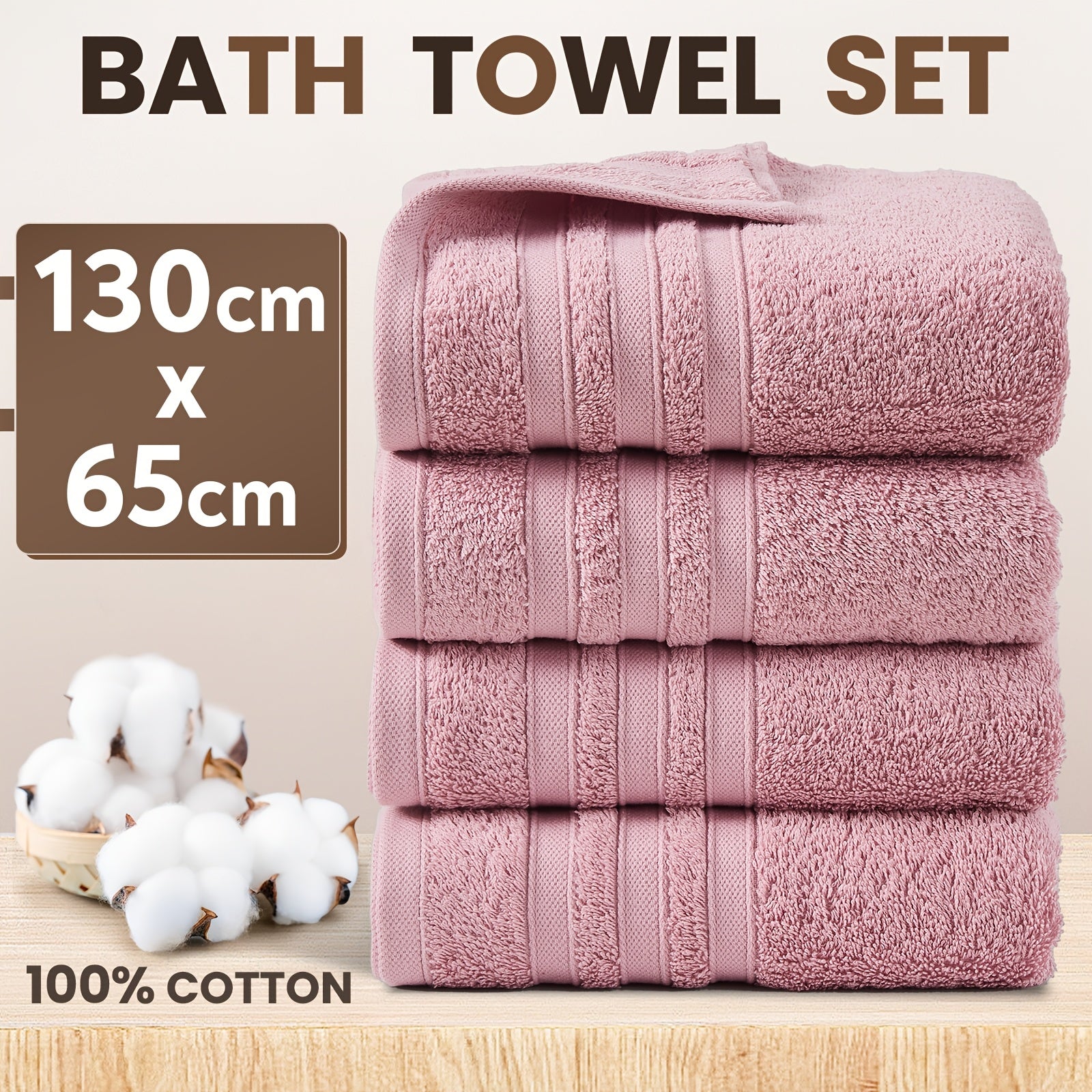 4-Piece Machine Washable Cotton Bath Towel Set - 500GSM for Bathroom – additional product view 23
