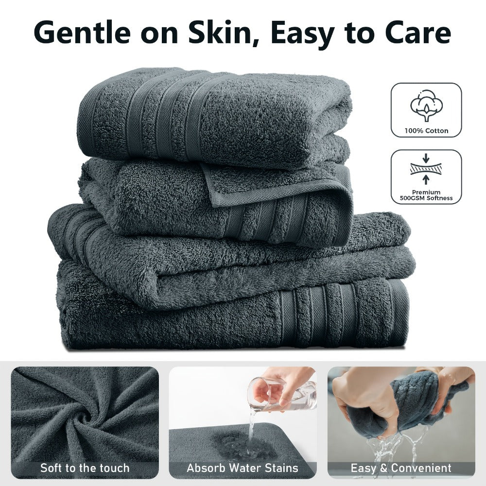 4-Piece Machine Washable Cotton Bath Towel Set product detail 9