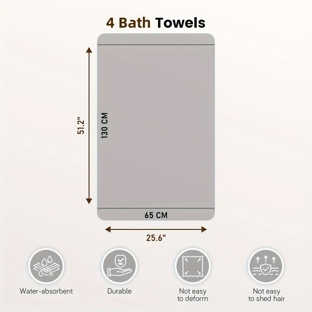 4-Piece Machine Washable Cotton Bath Towel Set product detail 3