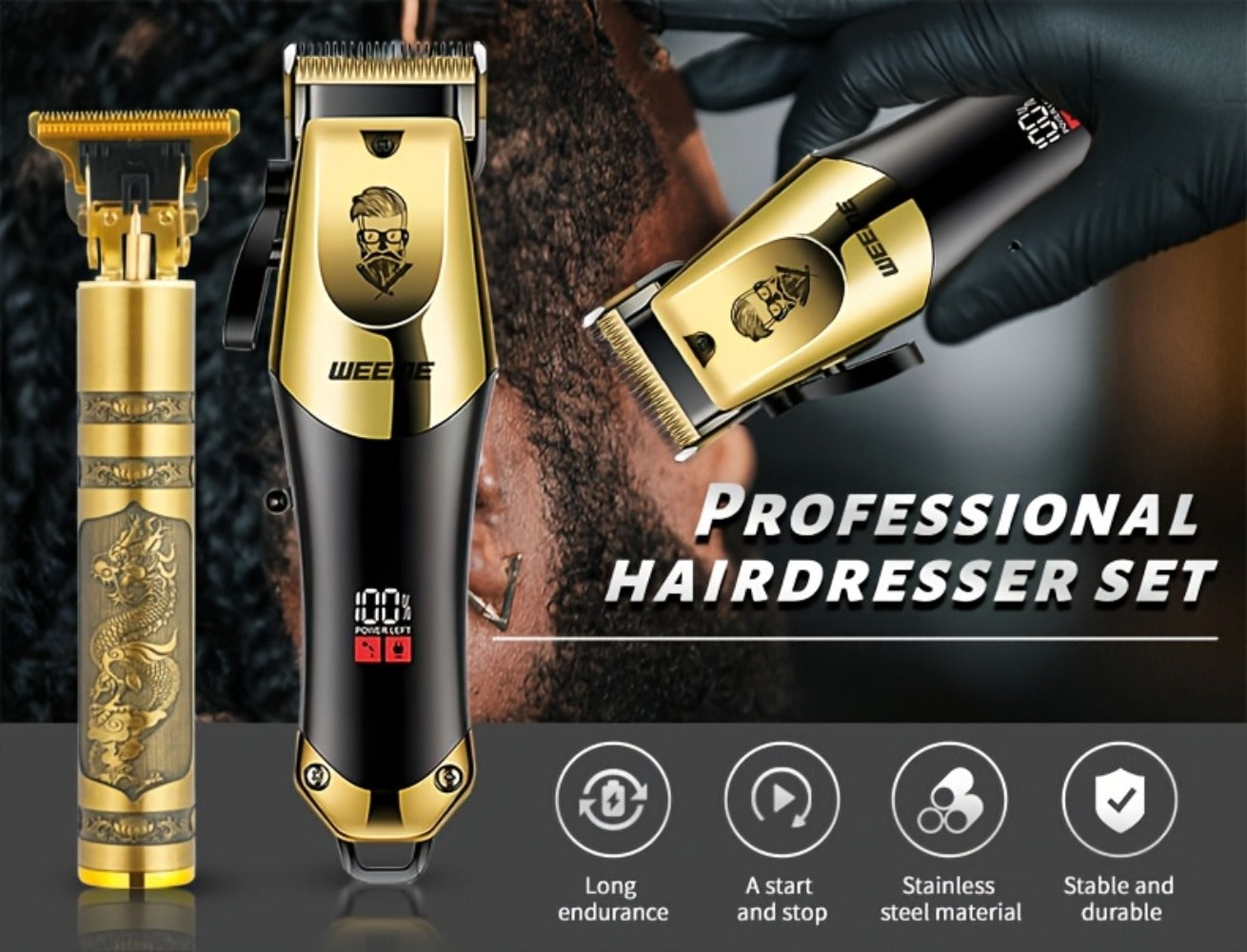 4-Piece Rechargeable Hair Clipper Set for Everyday Beauty Routines – additional product view 16