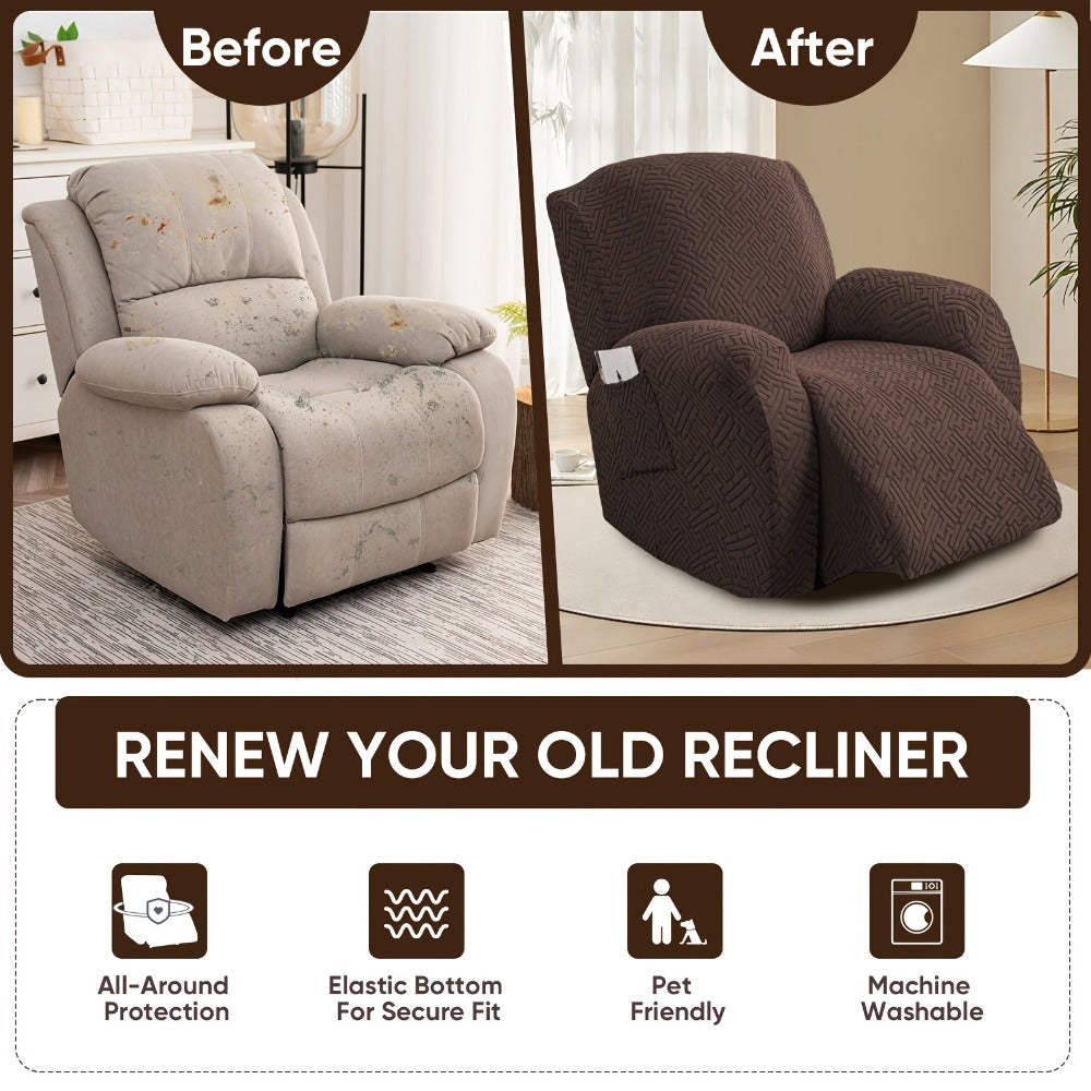 4-Piece Stretch Recliner Cover Set – Washable Spandex Protector – additional product view