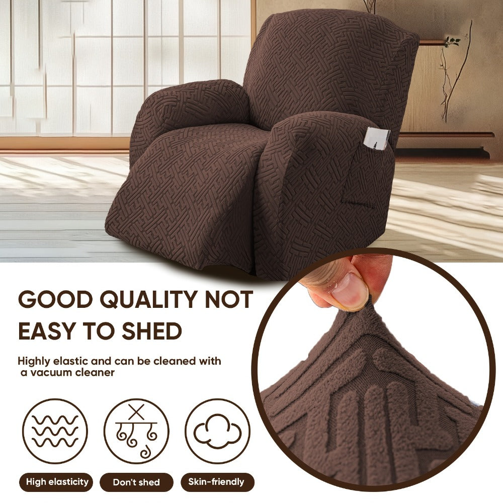 4-Piece Stretch Recliner Cover Set – Washable Spandex Protector – alternate design view