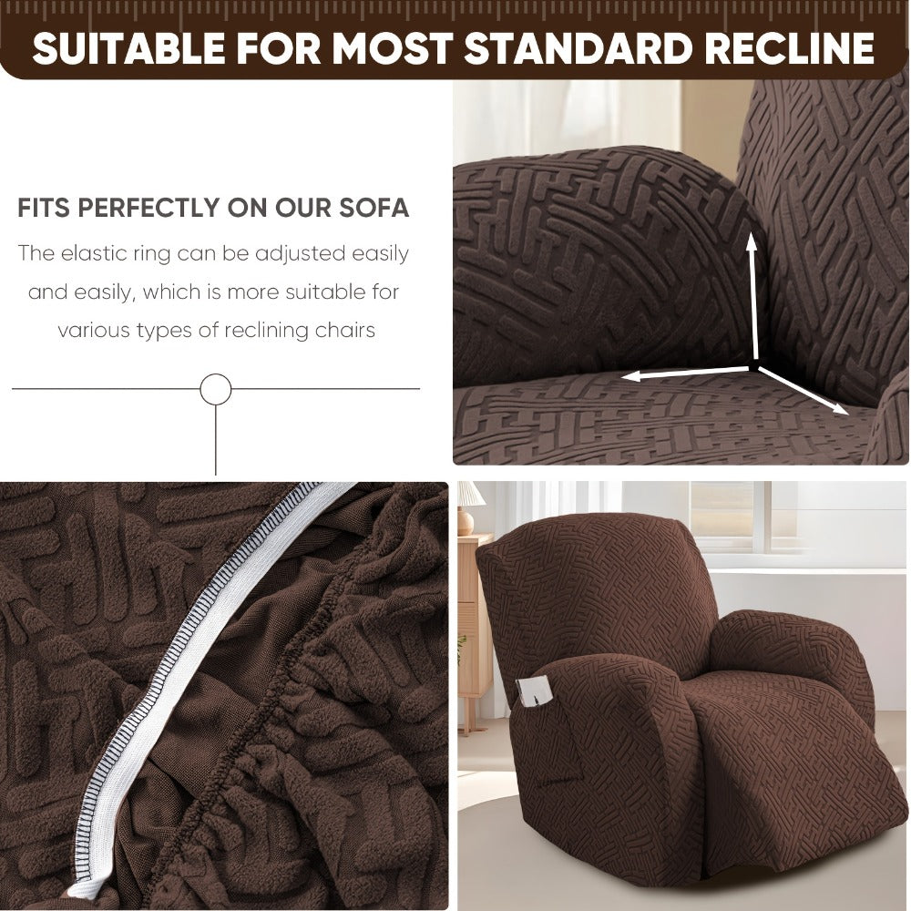 4-Piece Stretch Recliner Cover Set – Washable Spandex Protector – alternate product view