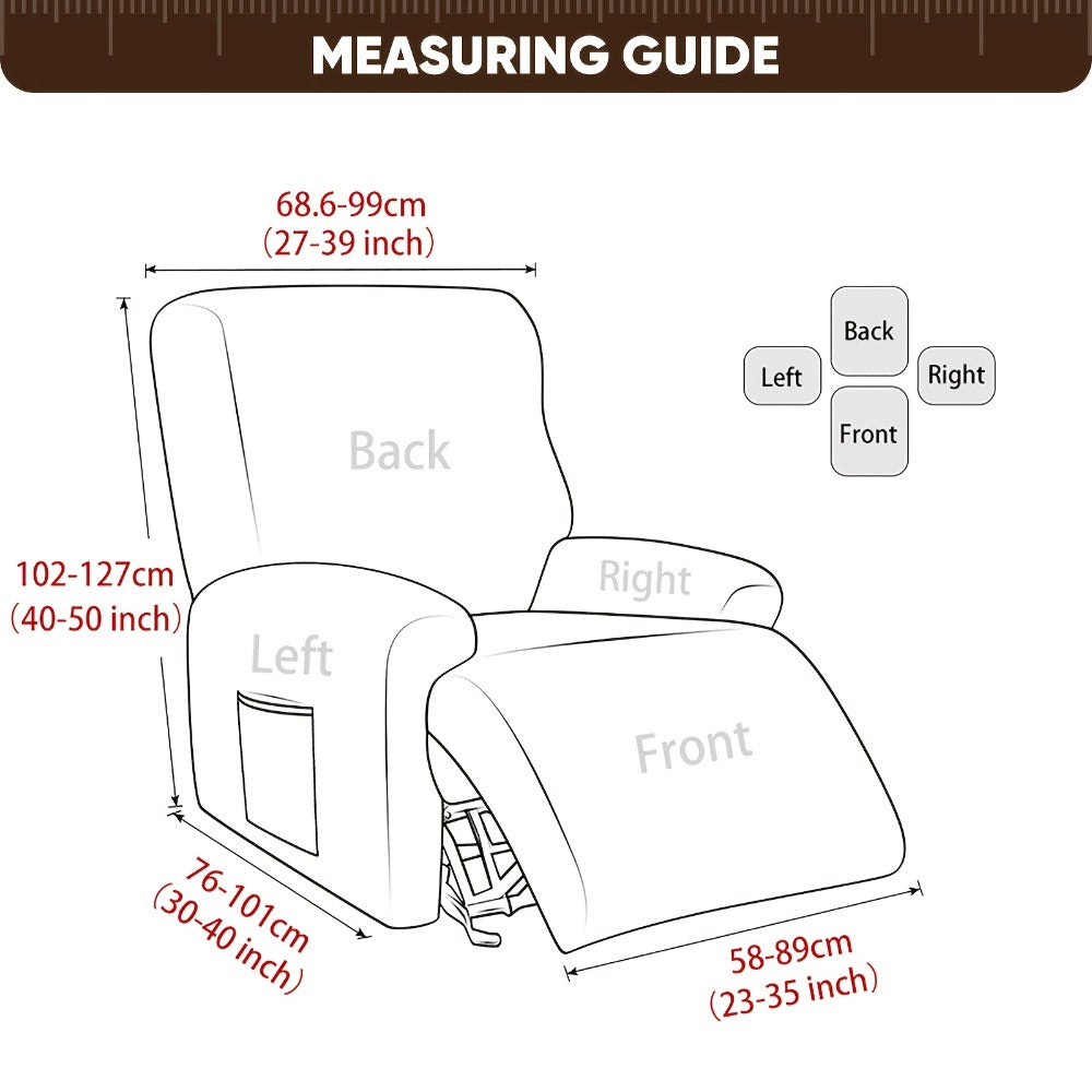 4-Piece Stretch Recliner Cover Set – Washable Spandex Protector – design and construction details
