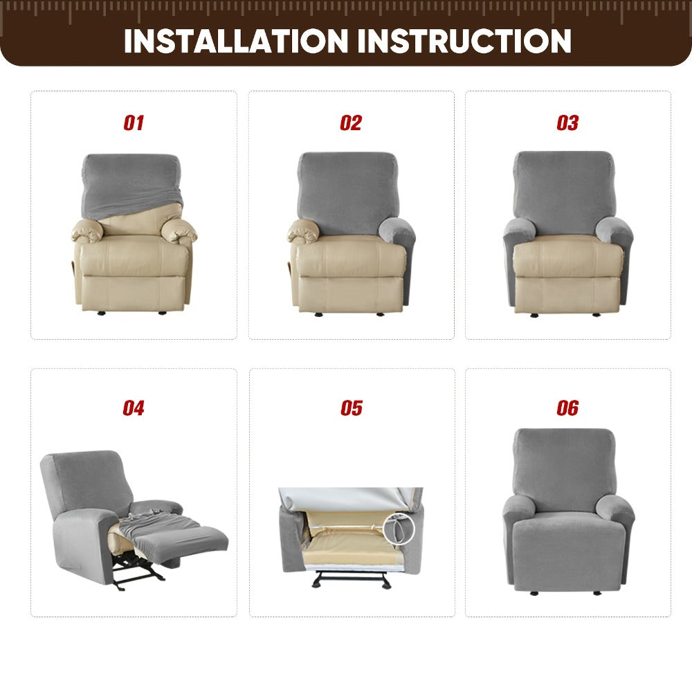 4-Piece Stretch Recliner Cover Set – Washable Spandex Protector – additional product view 11