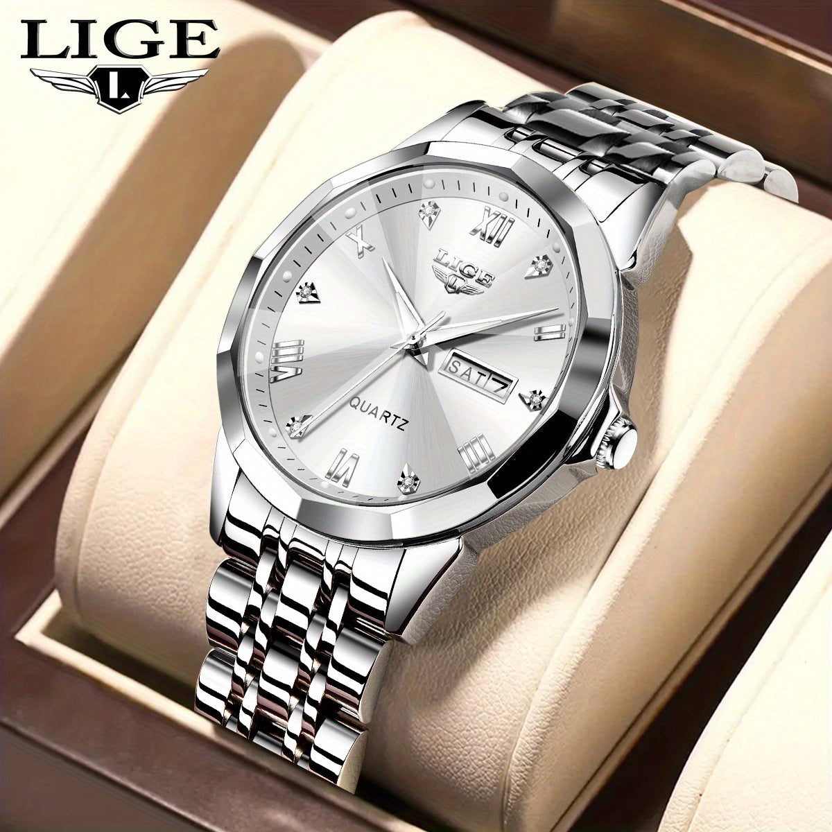 LIGE Quartz Watch/ Fashionable Appearance Steel Band/ Luminous Dial/ Time Reminder/ Multiple Colors/ Suitable for Teenagers Fashion and Versatile