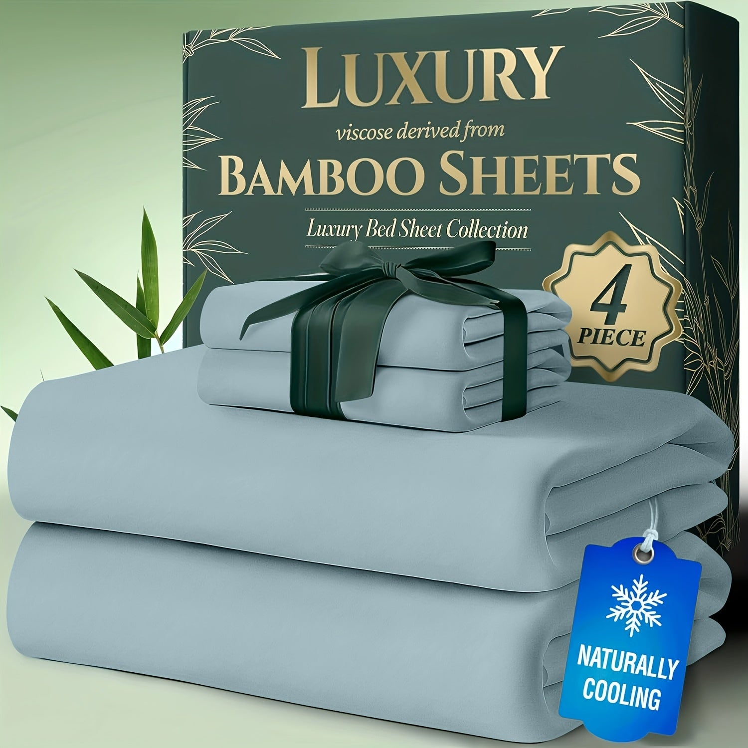Bamboo Bedding Sheet & Pillowcase Sets - Viscose Derived From Bamboo Sheets 4pcs - Ultra Soft & Luxuriously Cooling, 20-40cm Deep Pocket, Double Stitching, Perfect for Child Hot Sleepers - Kids Room Decor
