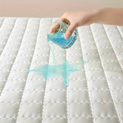 Completely Waterproof And Breathable Mattress Cover That Offers Comfort, Featuring a Thick Quilted Design with Multiple Layers And a Deep Pocket Suitable for 15-Inch Mattresses, Designed for Year-Round Use And Reusable Underpads