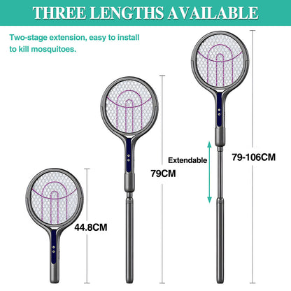 Multi-Functional Retractable Electric Mosquito Swatter, USB Foldable Fly Zapper with Rotating Head for Versatile Use, Ideal for Flies and Insects, Perfect for Summer Nights, Includes Purple Bug Light, Suitable for Indoor Home, Office, Backyard, and Campin