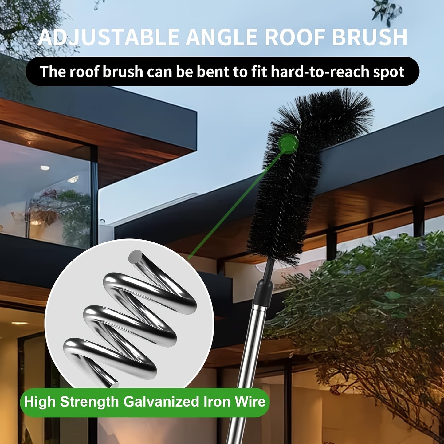 [No-Ladder Needed] Gutter Cleaning Tool Set - 2.8M, 7-Section, Durable Aluminum Alloy Tubes with Brush Head - No-Ladder Needed for Easy Leaf & Debris Removal