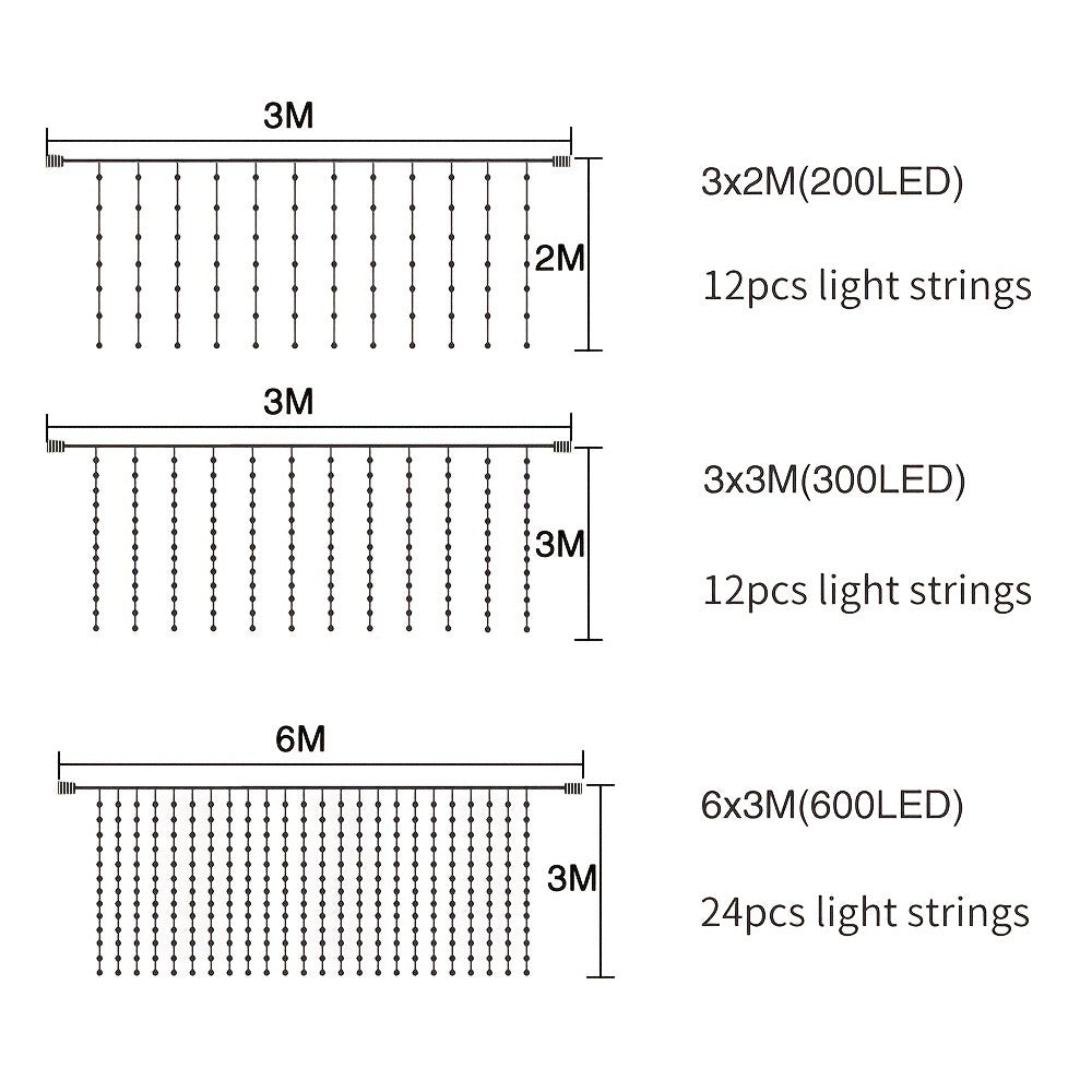 600-LED Outdoor Curtain String Lights detail view 4 for Australian shoppers